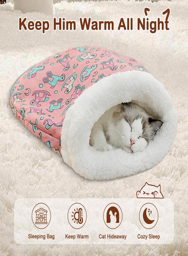 Cozy Cat Sleeping Bag, Cat Sleeping Bag for Indoor Cats, 360°Warm Cat Nap Sleeping Bag, Soft Plush Cat Sack Bed, Large Sleeping Bag for Cats up to 7.5Kg/16Lbs-Pink - Image 2