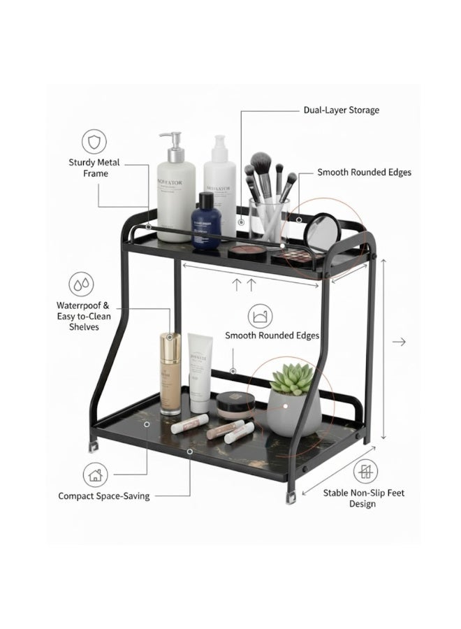 Talala 2 Tier Countertop Organizer for Kitchen, Bathroom Multi-Functional Coffee and Tea Station Organizer, Makeup Organizer and Kitchen Standing Shelf, Spice Rack Storage Shelf - Image 2