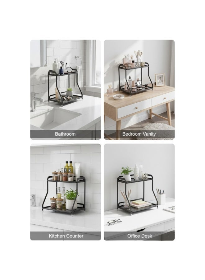 Talala 2 Tier Countertop Organizer for Kitchen, Bathroom Multi-Functional Coffee and Tea Station Organizer, Makeup Organizer and Kitchen Standing Shelf, Spice Rack Storage Shelf - Image 5
