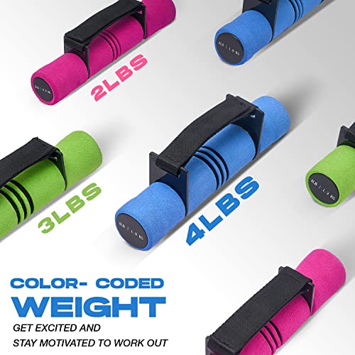 Yes4All 4lbs Dumbbell Hand Weights for Walking/Travel Weights for Exercising with Adjustable Straps, Foam Cover, Color Coded Weight Options - Image 5