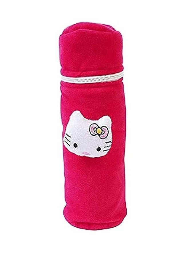 Lala Maneet Soft Plush Baby Bottle Cover for Feeders, Stretchable Bottle Cover (120-250 ml) Set of 2 Zipper Closer Baby Milk Feeding Bottle Cover Cute Animated Color Dark Pink & Green - Image 3