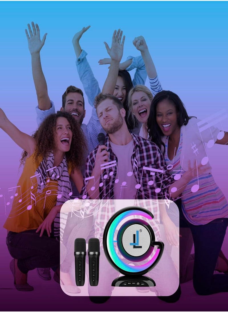 LIMITLESS Wireless Karaoke Speaker with 2 Microphones & Led Lights, Rechargeable Type C, Supports Bluetooth, USB, TF Card, Aux for Home and Outdoor Gatherings, 4 Voice Channels (Black)  - Image 5