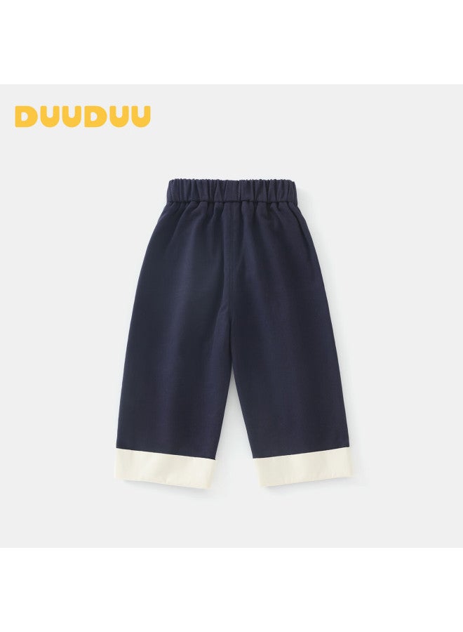 Duuduu Children's Clothing Wide-leg Pants For Boys And Girls, Spring And Autumn Long Trousers, Toddler Outdoor Sports Pants, Blue, Size 110 - Image 2