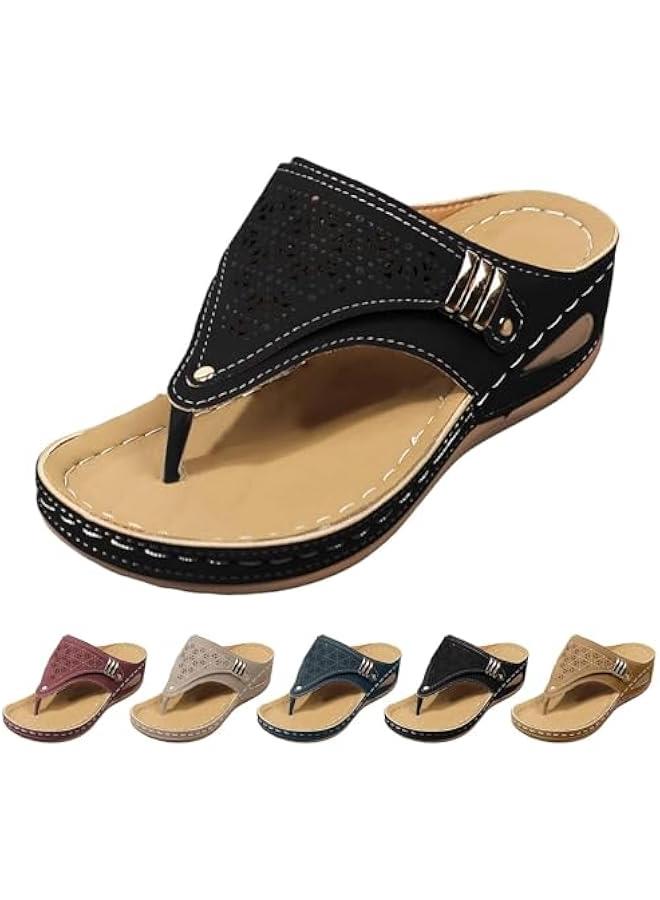 Arabest Women's Orthopedic Arch Support Wedge Sandals for Summer, Dressy and Comfortable Non Slip Flip Flops - Image 4