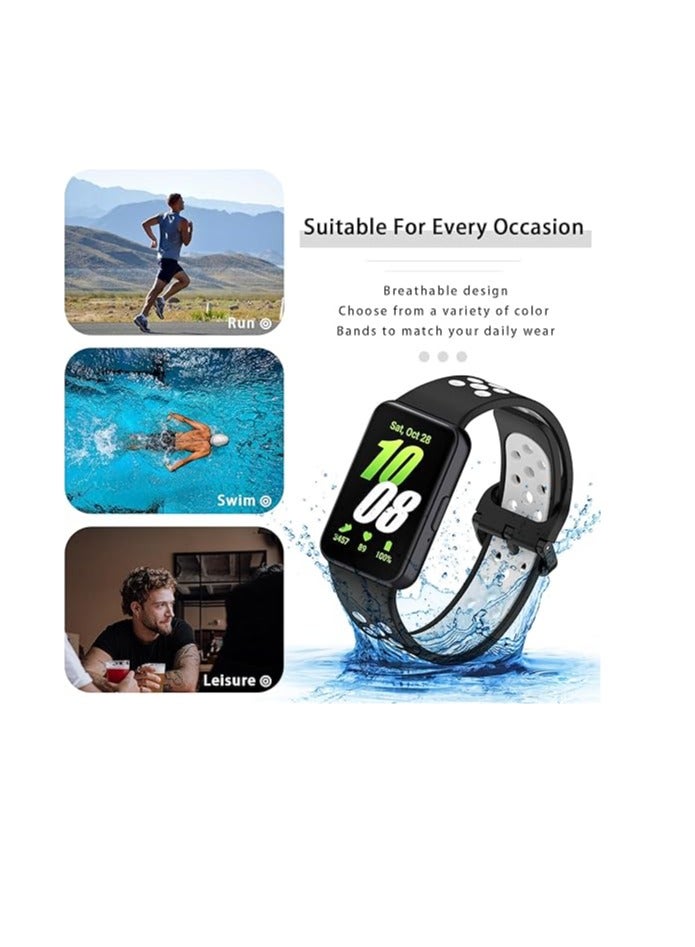 Silicone Strap for Huawei Watch Fit 3, Breathable Soft Silicone Sport Replacement Strap, Two-tone Black White, Adjustable Design - Image 3