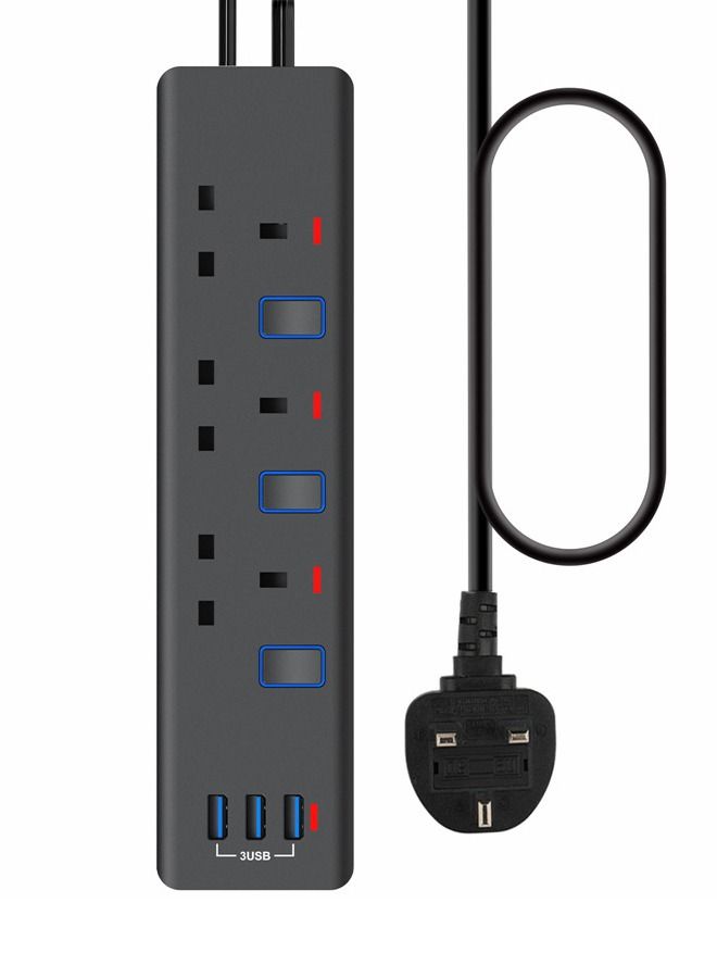 NIBEMINENT NIBEMINENT 3 sets of hole power socket with USB socket 1.8 meter cable anti-child touch with protection function  - Image 1