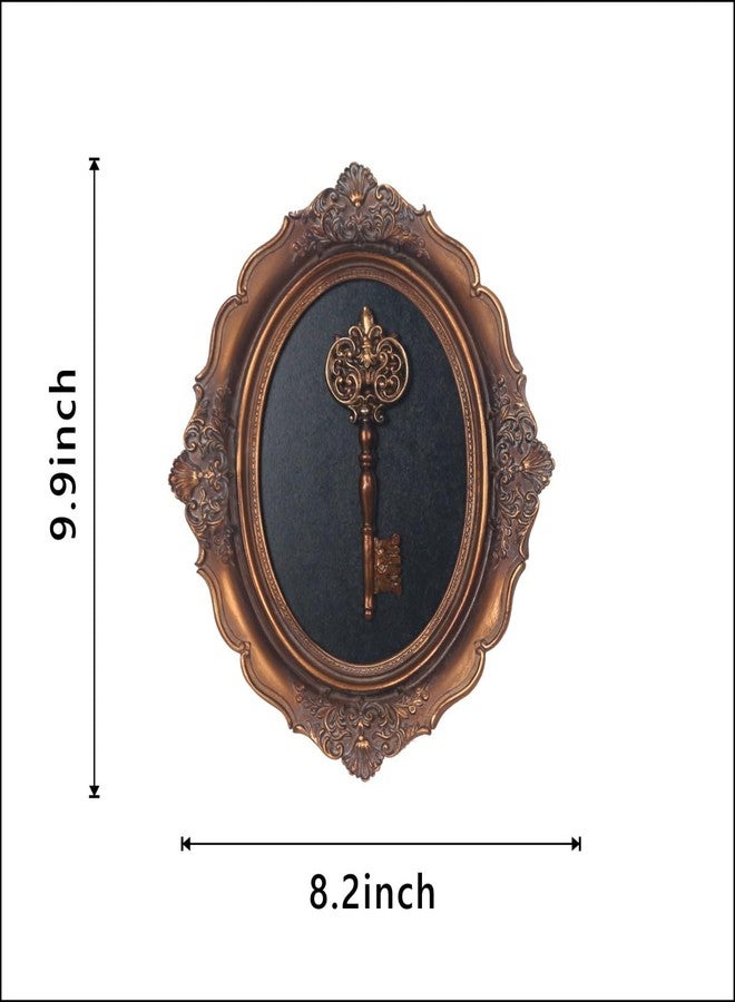 S-MANTIS Vintage Wall Sculpture, Antique Pediment, Hallway Wall Art, Hand Painted Wall Decoration With Embossed Intricate Key Design, Oval Aesthetic Room Décor, Gallery, Unique Gift (Antique Gold-Key) - Image 2