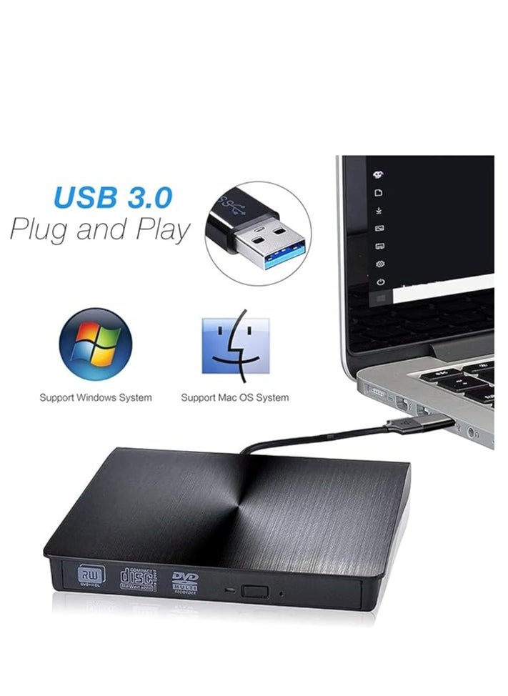 Generic - External DVD/CD Drive - USB 3.0 Slim Portable CD DVD +/-RW Burner/Writer/Rewriter/Player/High Speed Data Transfer for MacBook Pro Laptop/Desktops Win XP/2003/Vista/7/8.1/10 Linux and Mac OS - Image 1