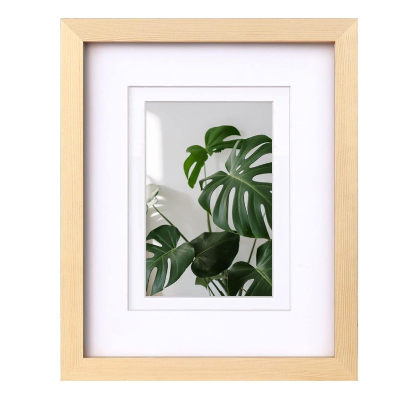 egofine 8x10 إطار الصورة الخشب الطبيعي المصنوع من الخشب الصلب مع صور شاشة زجاجية 4x6/5x7 مع حصيرة أو 8x10 بدون حصيرة للمكافحة والجدار - Image 1