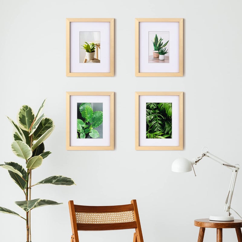 egofine 8x10 إطار الصورة الخشب الطبيعي المصنوع من الخشب الصلب مع صور شاشة زجاجية 4x6/5x7 مع حصيرة أو 8x10 بدون حصيرة للمكافحة والجدار - Image 3