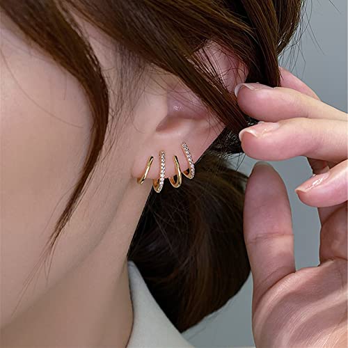 Tewiky Claw Earrings for Women, 14k Gold Plated Claw Earrings Cuff Hypoallergenic Subloom Ear Wrap Piercing Stud Earrings Minimalist Trendy Cubic Zirconia Warp Cuff Earrings Dainty Jewelry for Women - Image 4
