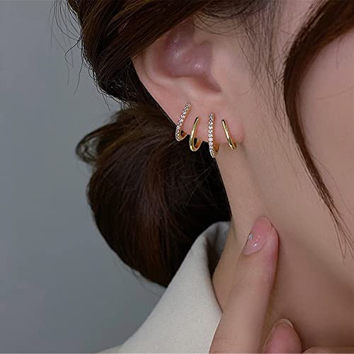 Tewiky Claw Earrings for Women, 14k Gold Plated Claw Earrings Cuff Hypoallergenic Subloom Ear Wrap Piercing Stud Earrings Minimalist Trendy Cubic Zirconia Warp Cuff Earrings Dainty Jewelry for Women - Image 3