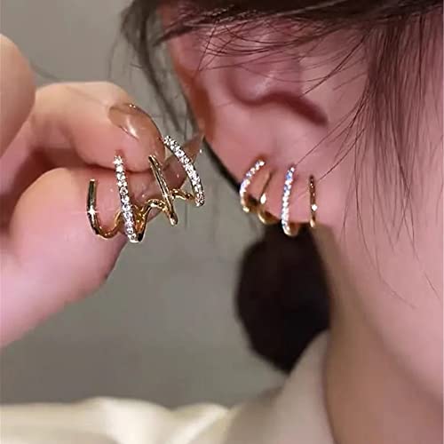 Tewiky Claw Earrings for Women, 14k Gold Plated Claw Earrings Cuff Hypoallergenic Subloom Ear Wrap Piercing Stud Earrings Minimalist Trendy Cubic Zirconia Warp Cuff Earrings Dainty Jewelry for Women - Image 2