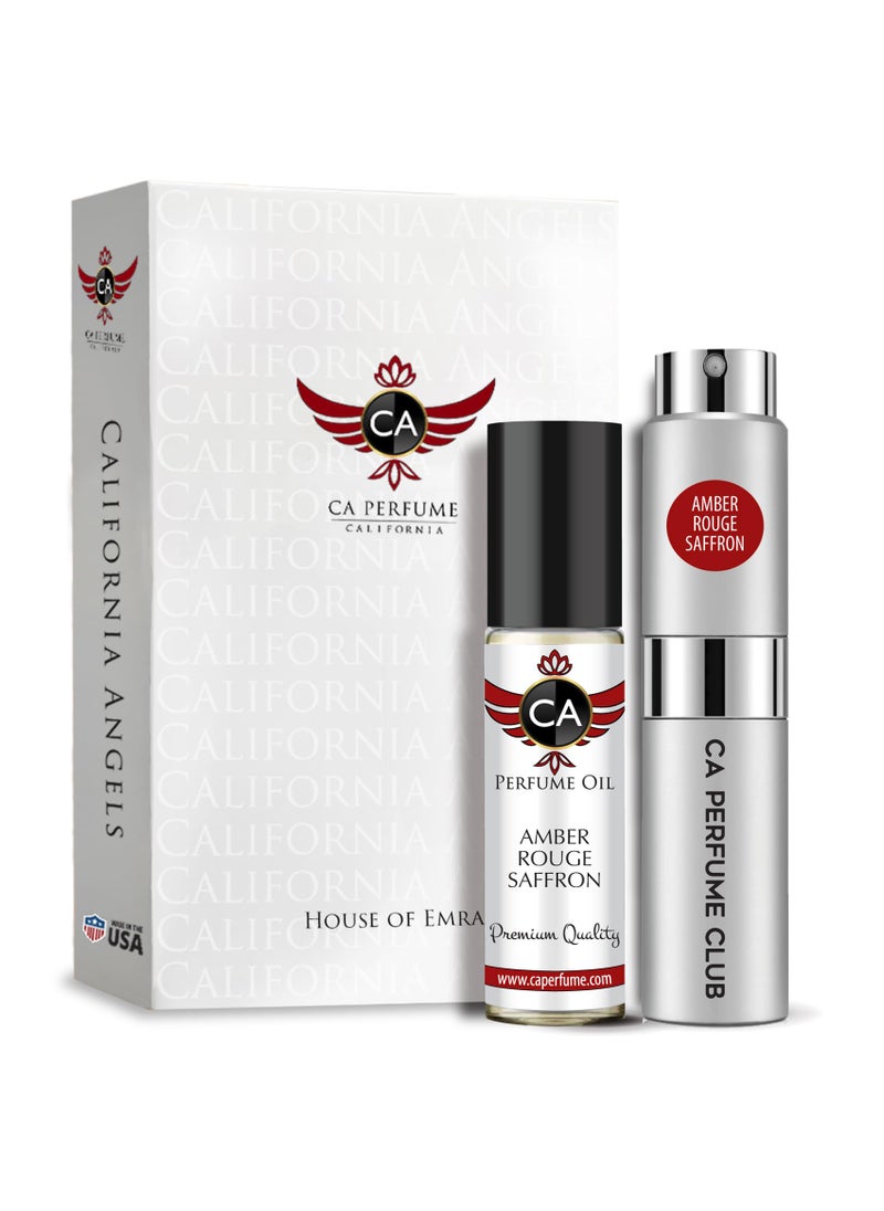 CA Perfume - CA Perfume Duo Amber Rouge Saffron For Women Men Fragrance Body Oil + Parfum Set (0.27+0.33) Fl Oz - Image 1
