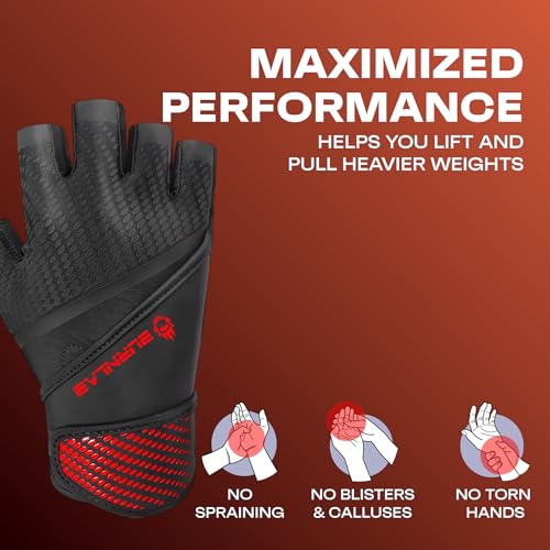 BURNLAB Flex Wirst Support Gym Gloves for Men and Women - Ideal for Weightlifting, Cycling, Crossfit, Offers Good Grip and Soft Padding (Black & Red, XL) - Image 3
