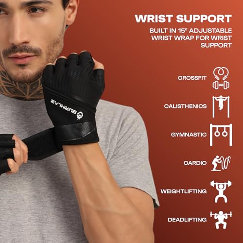 BURNLAB Flex Wirst Support Gym Gloves for Men and Women - Ideal for Weightlifting, Cycling, Crossfit, Offers Good Grip and Soft Padding (Black & Red, XL) - Image 2