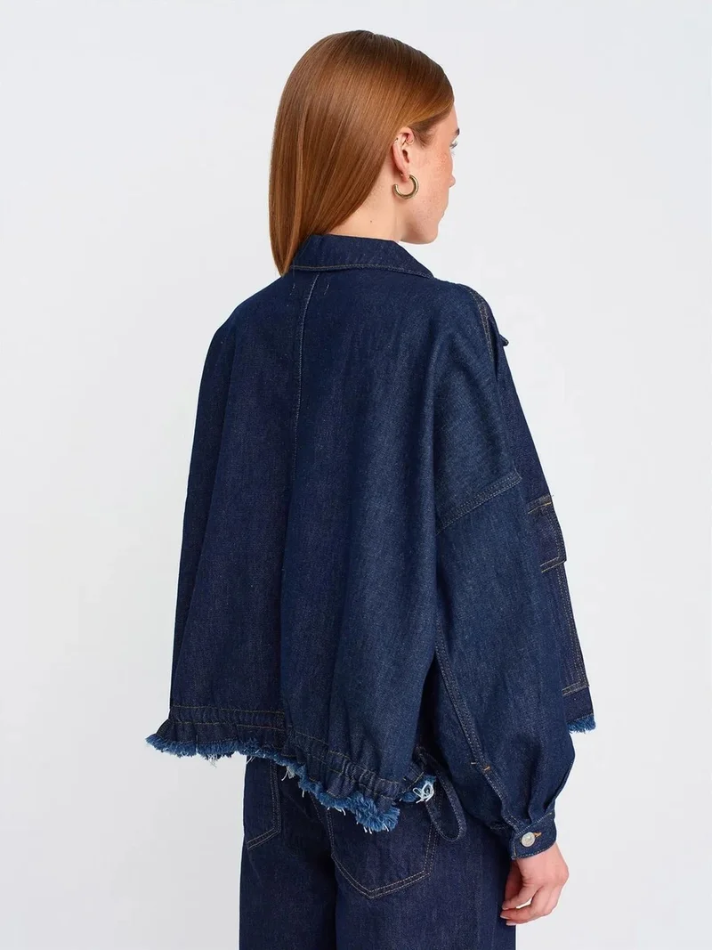ديلفين Dilvin Oversized Cotton Denim Button Jacket