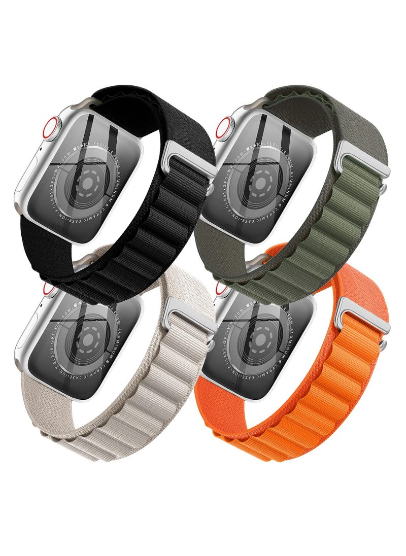 BORTONY - Apple Watch Band 42mm 44mm 45mm 49mm 4 Pack Alpine Loop Nylon Band Women Men with Adjustable Metal G-Hook Strap for iWatch Ultra Series SE 8/7/6/5/4/3/2/1 - Image 1