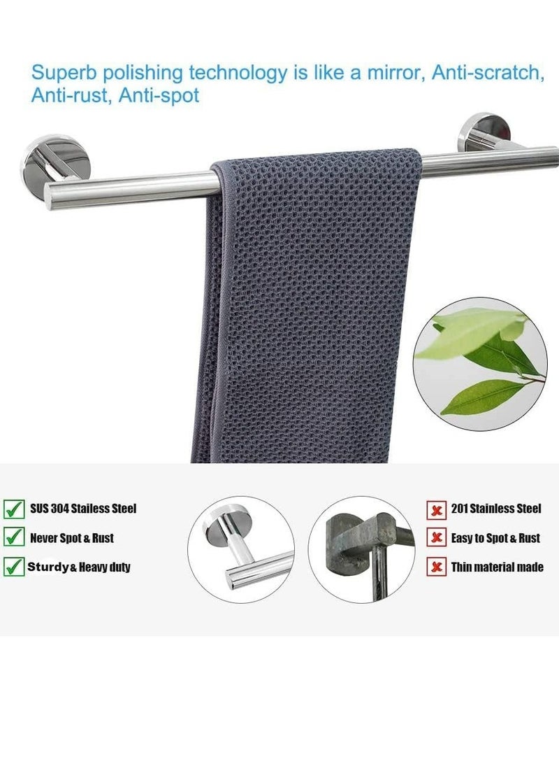 5 PCS Bathroom Hardware Set SUS304 Stainless Steel-Towel Rack Set Include Lengthen Hand Towel Bar+Toilet Paper Holder+3 Robe Towel Hooks Bathroom Accessories Towel Bar Set (Chrome, 16IN) - Image 1