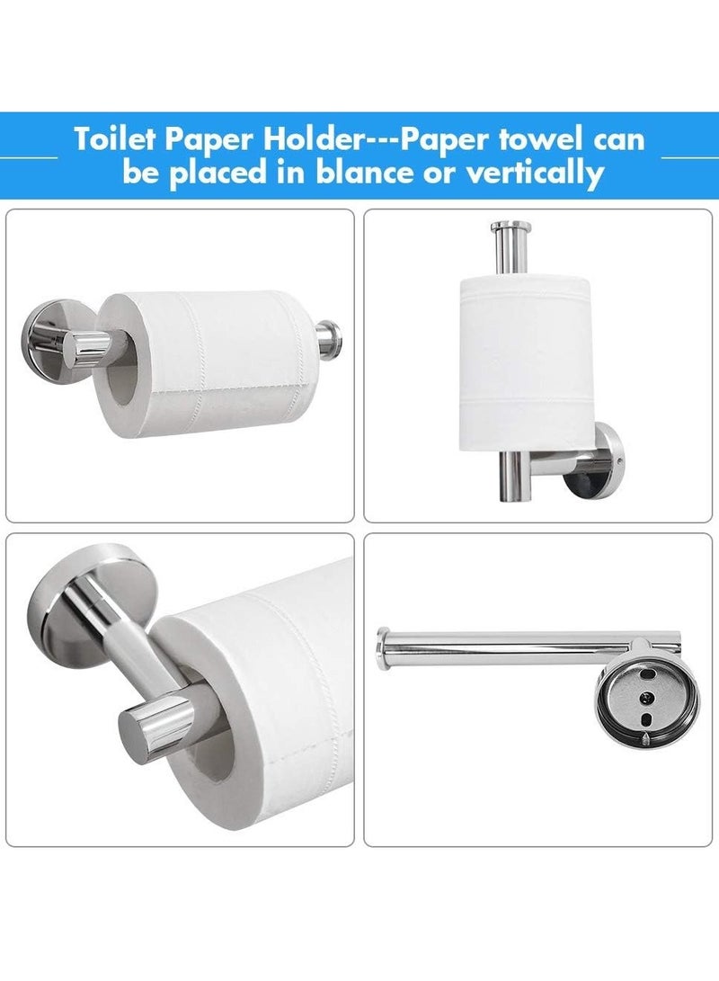 5 PCS Bathroom Hardware Set SUS304 Stainless Steel-Towel Rack Set Include Lengthen Hand Towel Bar+Toilet Paper Holder+3 Robe Towel Hooks Bathroom Accessories Towel Bar Set (Chrome, 16IN) - Image 2