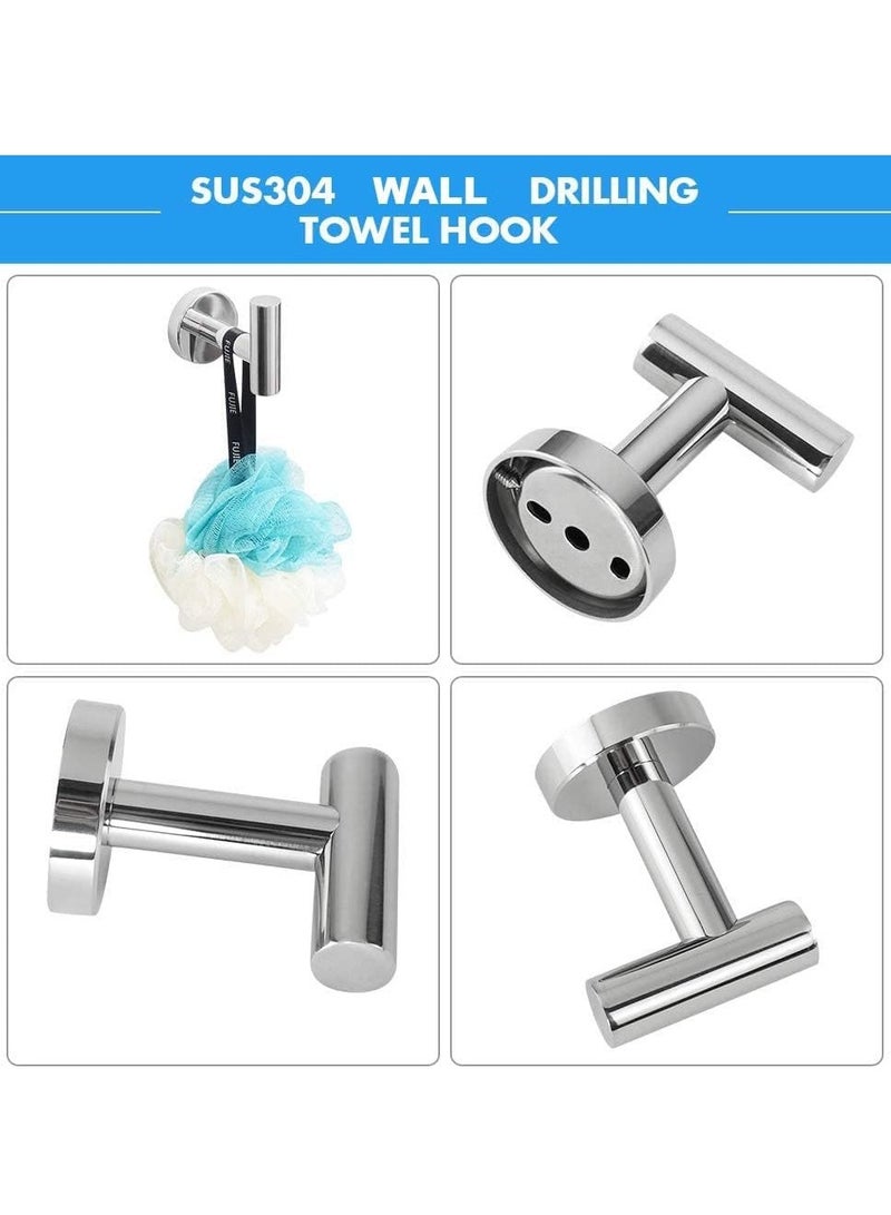 5 PCS Bathroom Hardware Set SUS304 Stainless Steel-Towel Rack Set Include Lengthen Hand Towel Bar+Toilet Paper Holder+3 Robe Towel Hooks Bathroom Accessories Towel Bar Set (Chrome, 16IN) - Image 3