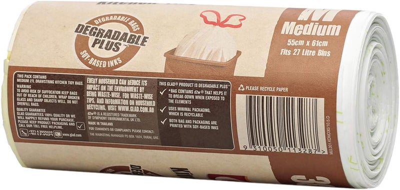 Glad Kitchen Tidy Degradable Plus Medium Bags - 30 Count, 55cm x 61cm - Image 2