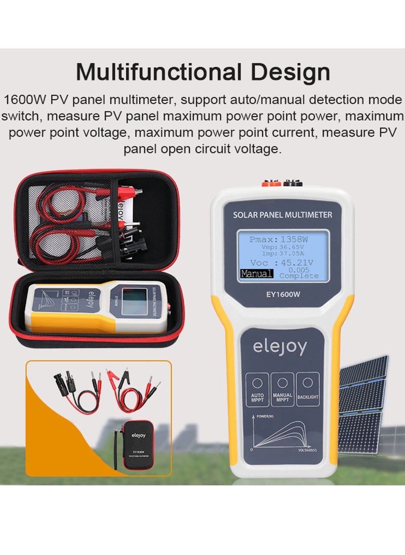 Generic - 1600W Photovoltaic Panel Multimeter Solar Panel MPPT Tester Open Circuit Voltage Test Device Maximum Power Point Voltage Current Power Test Meter LCD Display with Backlight - Image 1