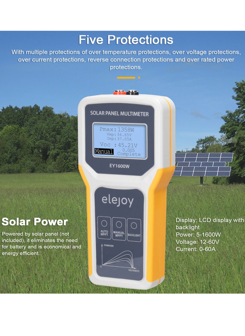 Generic - 1600W Photovoltaic Panel Multimeter Solar Panel MPPT Tester Open Circuit Voltage Test Device Maximum Power Point Voltage Current Power Test Meter LCD Display with Backlight - Image 1