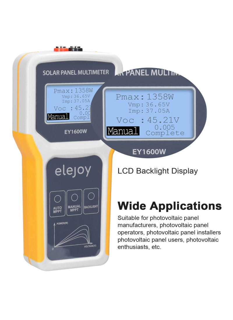 Generic - 1600W Photovoltaic Panel Multimeter Solar Panel MPPT Tester Open Circuit Voltage Test Device Maximum Power Point Voltage Current Power Test Meter LCD Display with Backlight - Image 1