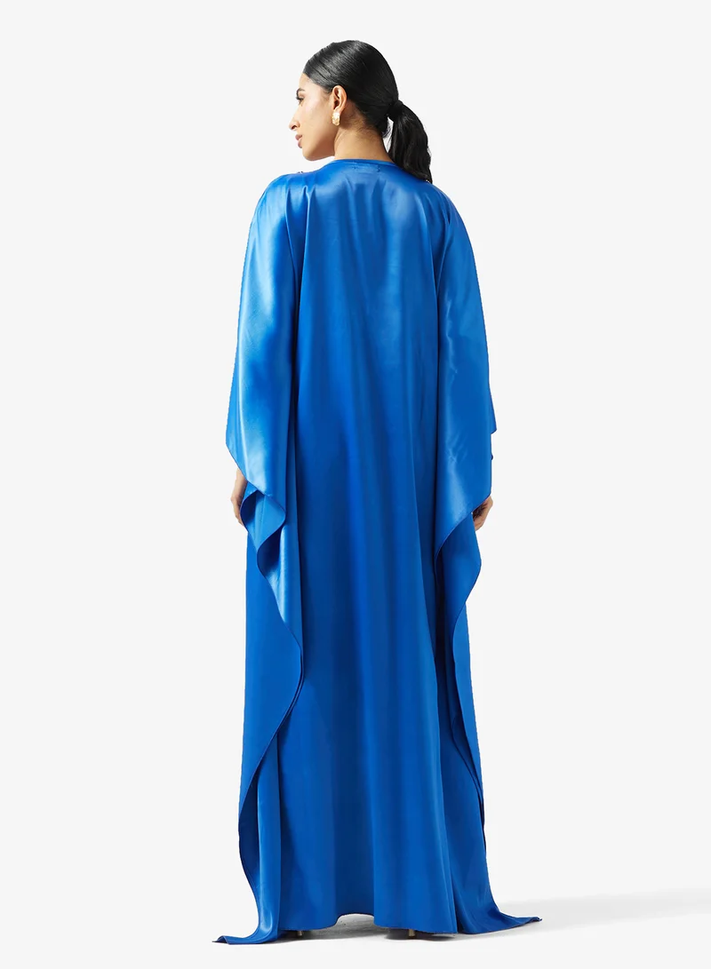 Golden Apple V neck  With Embroidered Jalabiya