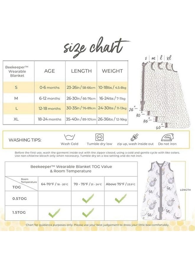 Burt's Bees Baby - Burt's Bees Baby Baby Beekeeper Wearable Blanket, 100% Organic Cotton, Swaddle Transition Sleeping Bag, White, Medium - Image 1