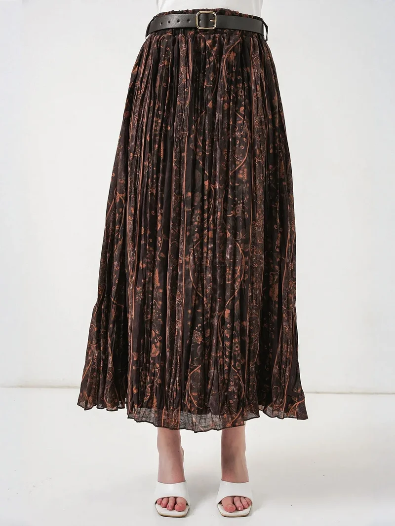 BIG DART BDART High-Waist Paisley Midi A-Line Skirt