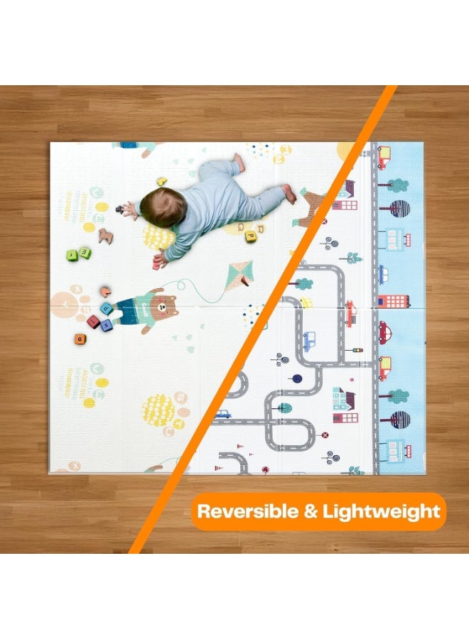 Soofam Baby Play Mat 180 * 150 * 1 CM – Baby Floor Mat, Anti-Slip Foam Playmat for Babies and Kids, Waterproof Baby Play Gym and Mat for Floor Play, Reversible Design (Bear Design) - Image 3
