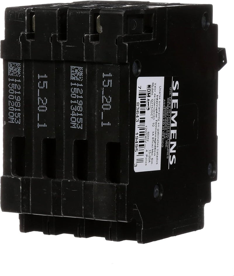 SIEMENS SIEMENS Q21520CT Triplex Two Outer 15 Amp SinglePole and One Inner 20 Amp DoublePole Circuit Breaker  - Image 4