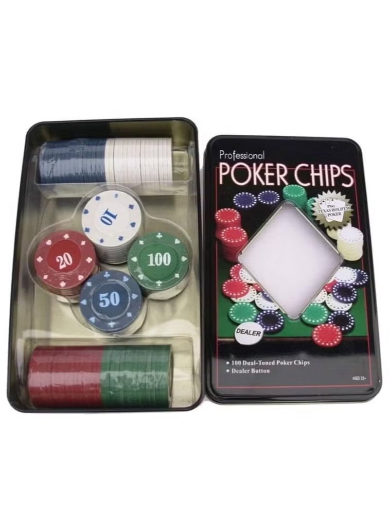 PROFESSIONAL 100pcs Poker Chip Set Card Gaming Perfect for Gifts, Family Games, Birthday Parties - Image 4