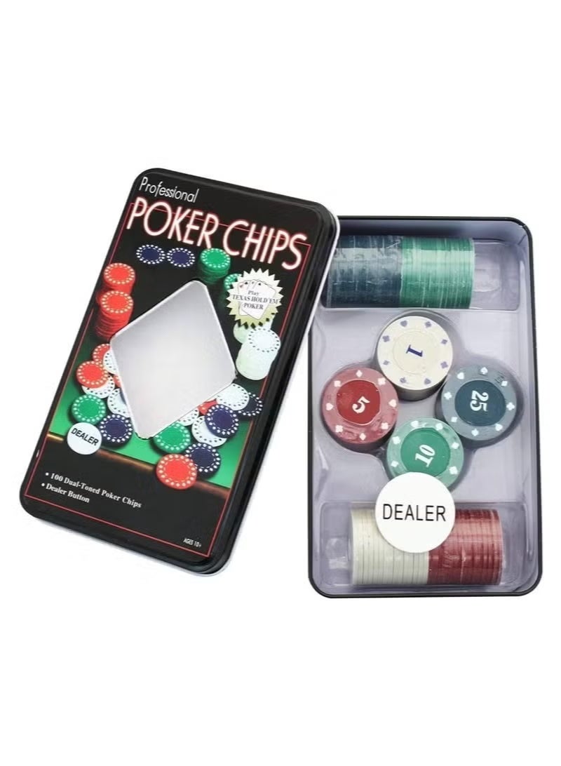 PROFESSIONAL 100pcs Poker Chip Set Card Gaming Perfect for Gifts, Family Games, Birthday Parties - Image 2