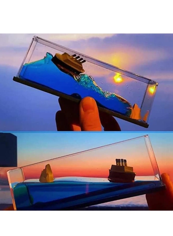 ProOne ProOne TOY 1 Cruise Ship Fluid Drift Bottle - Unsinkaable Boat Cruise Ship Toy for Car Decoration Display Cases & Gifts - Blue Liquid Wave Cruise Fluid Ship Decoration - Never Sinks  - Image 2