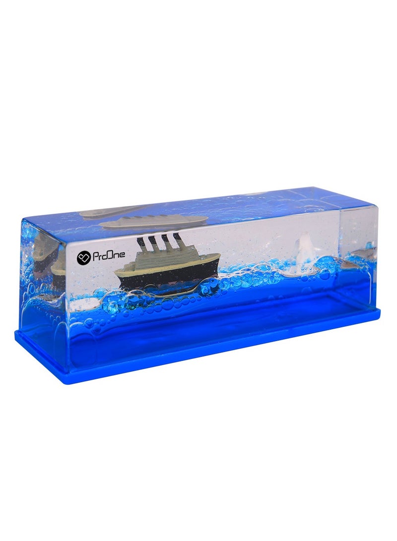 ProOne ProOne TOY 1 Cruise Ship Fluid Drift Bottle - Unsinkaable Boat Cruise Ship Toy for Car Decoration Display Cases & Gifts - Blue Liquid Wave Cruise Fluid Ship Decoration - Never Sinks  - Image 1