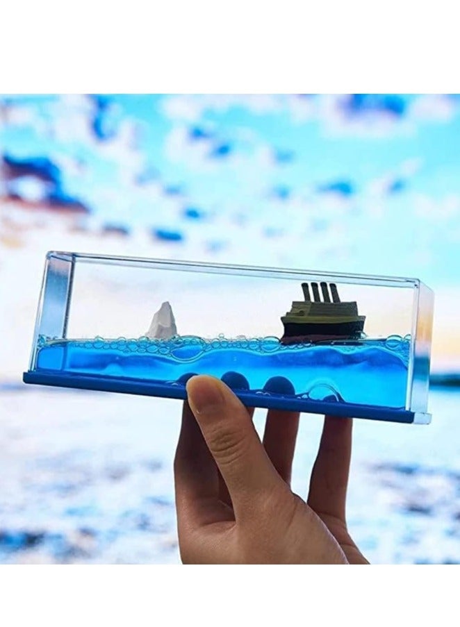 ProOne ProOne TOY 1 Cruise Ship Fluid Drift Bottle - Unsinkaable Boat Cruise Ship Toy for Car Decoration Display Cases & Gifts - Blue Liquid Wave Cruise Fluid Ship Decoration - Never Sinks  - Image 4