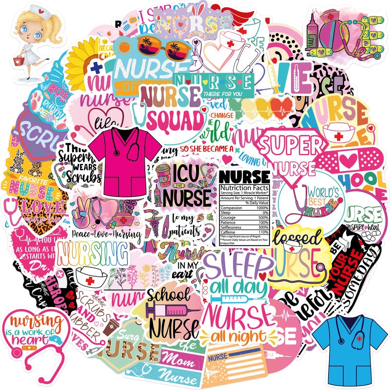 Ceiba Tree Nurse Stickers Appreciation Gifts Nurses Graduation Gift Bulk 2025 Decals 100pcs Nursing School White Angels Accessories for Work for Laptop Water Bottles