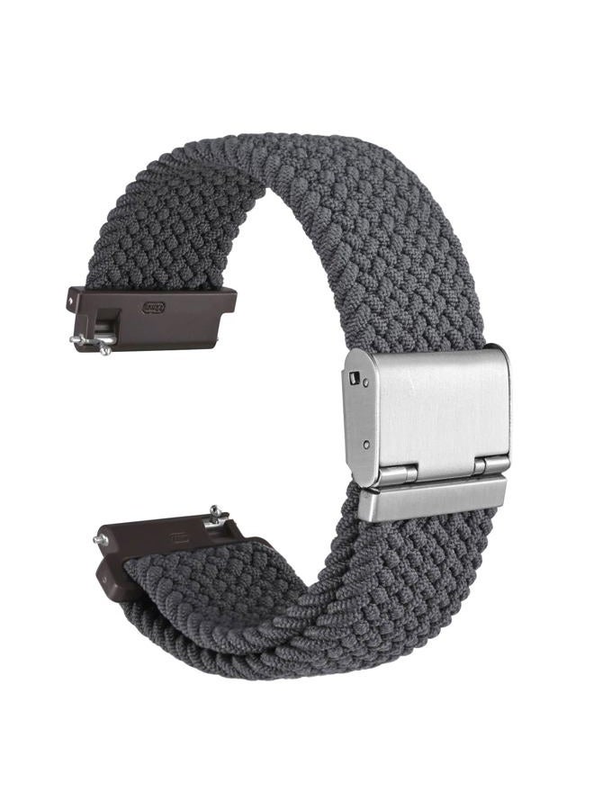 WOCCI 22mm Braided Nylon Watch Band for Men and Women, Quick Release, Silver Stainless Steel Buckle (Grey) - Image 1