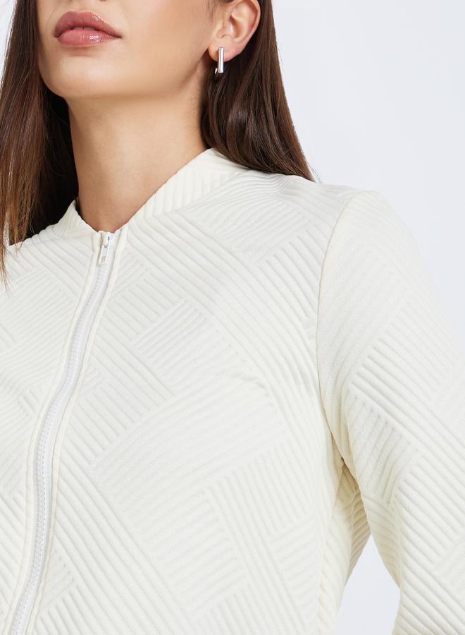 تايك تو جاكيت بسحاب وأكمام طويلة بنقشة بارزة - Image 4