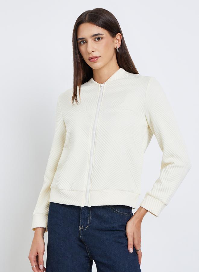 تايك تو جاكيت بسحاب وأكمام طويلة بنقشة بارزة - Image 3