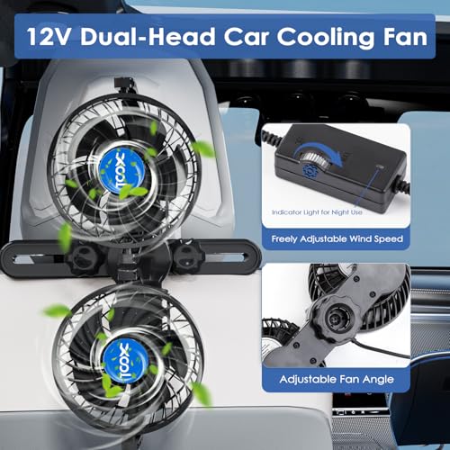 XOOL Electric Car Fans for Rear Seat Passenger Portable Fans Headrest 360 Degree Rotatable Backseat Car Fan 12V Cooling Air Fan with Stepless Speed Regulation for Vehicles, SUV, RV - Image 4