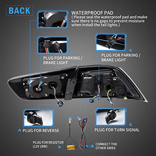 VLAND Led Tail lights Compatible with Mitsubishi Lancer & EVO X 2008-2021(Not Fit Sportbacks/fortis/io) w/Dynamic Animation w/Sequential, Pair Rear Lamp Assembly Smoke/Tinted - Image 5