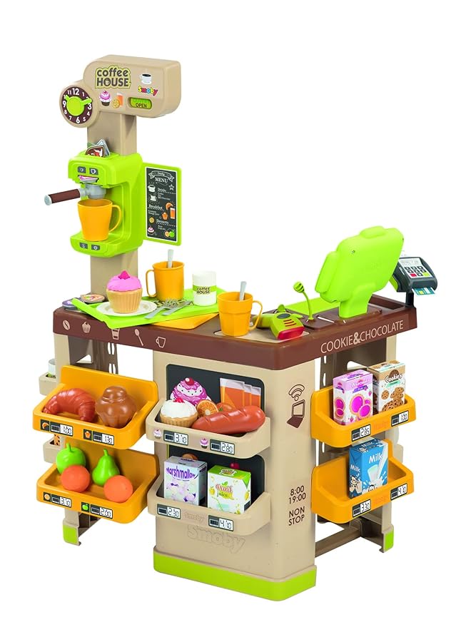 سموبي لعبة لعب الأدوار في مقهى 7600350232، 3 سنوات، 57 ملحقًا، ماكينة قهوة، ماكينة تسجيل المدفوعات النقدية، ارتفاع 89 سم - Image 2