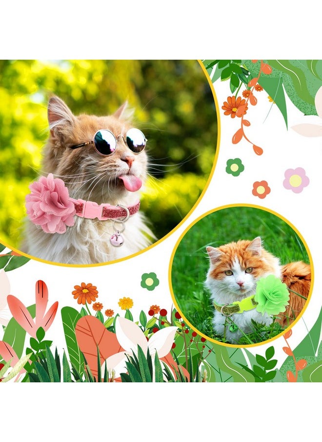 Saintrygo 12 Pcs Cat Collar Flower With Bells For Girl Cats Summer Cat Collar Breakaway Adjustable Cat Collar Flowers Accessory For Small Pets Girl Cats  - Image 2