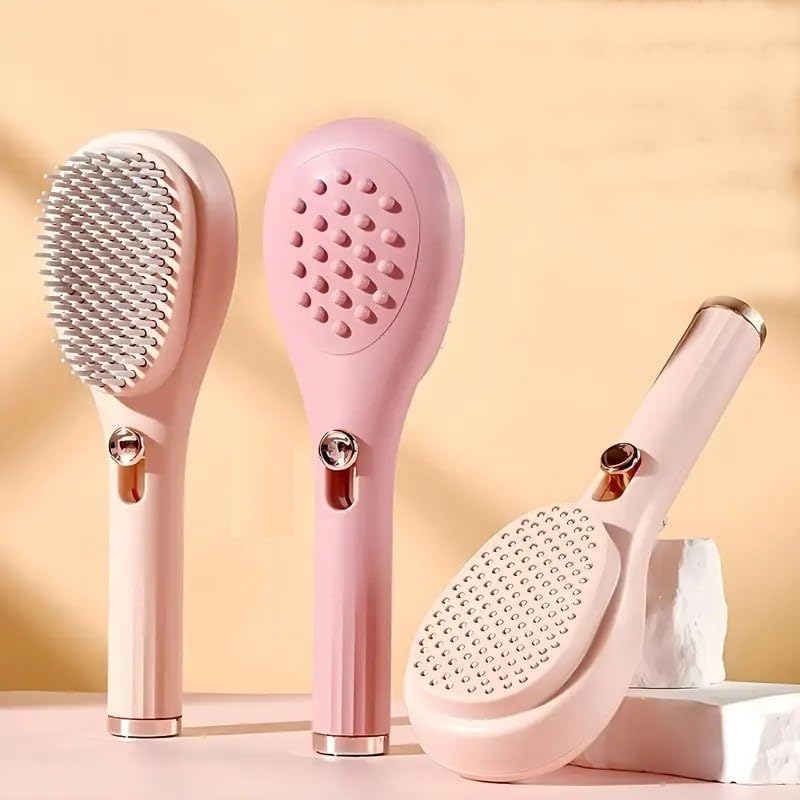 Generic GIR NATURAL Telescopic Self Cleaning Hair Dressing Comb OneClick Cleaning Comb Brush Massage Scalp Cleansing - Image 1