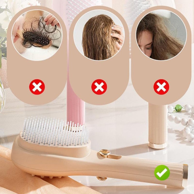 Generic GIR NATURAL Telescopic Self Cleaning Hair Dressing Comb OneClick Cleaning Comb Brush Massage Scalp Cleansing - Image 4