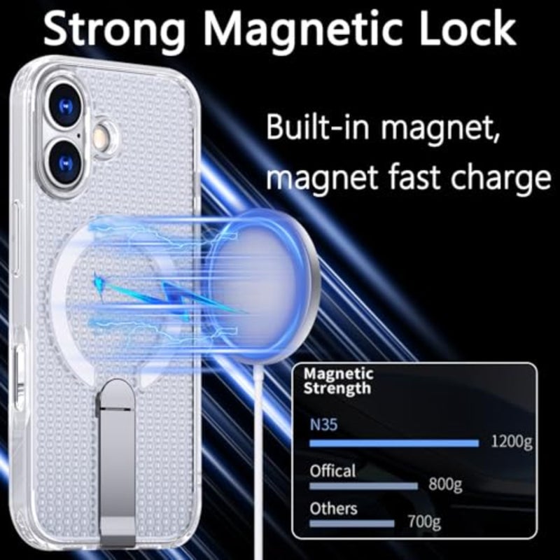 for Magnetic Cooling Case with Invisible Kickstand, Compatible with MagSafe Double Honeycomb Slim Mesh Heat Dissipation Breathable Shockproof Cover for FX - Image 4